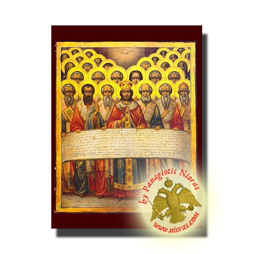 First Holy Ecumenical Council, at Nice of Bithynia - Neoclassical Wooden Holy Icon